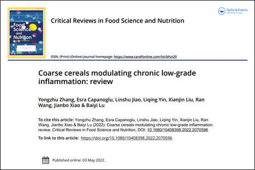 Critical Review In Food Science And Nutrition 质量安全所在国际著名期刊《Critical Reviews in Food Science and Nutrition》发表农产品营养方面的综述文章